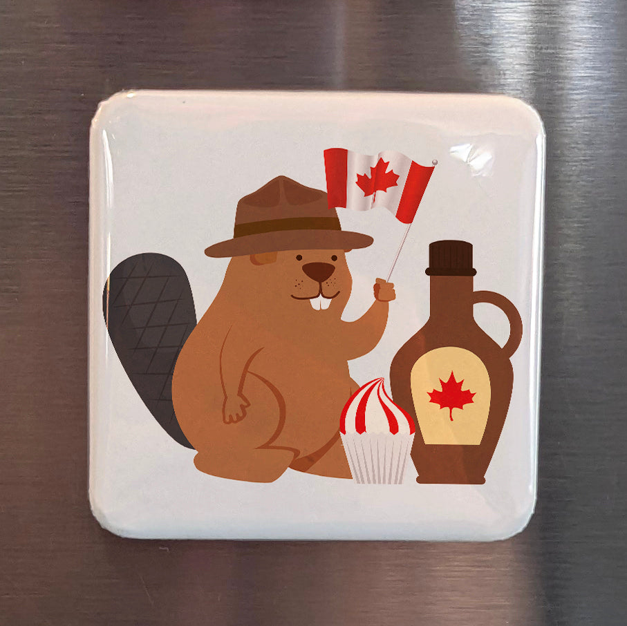 Beaver with Maple Syrup Fridge Magnet - PhiloPerse