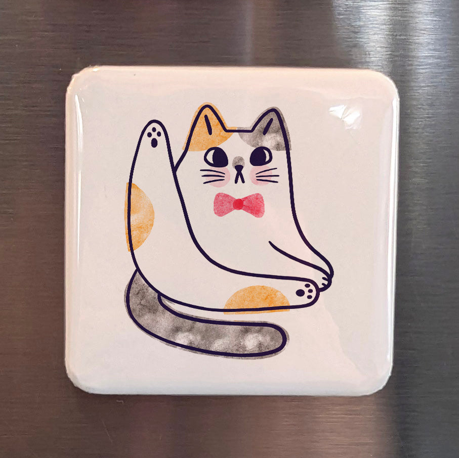Cartoon Cat Magnet | Bow Tie & Whiskers | 2×2 | Made in Canada - PhiloPerse