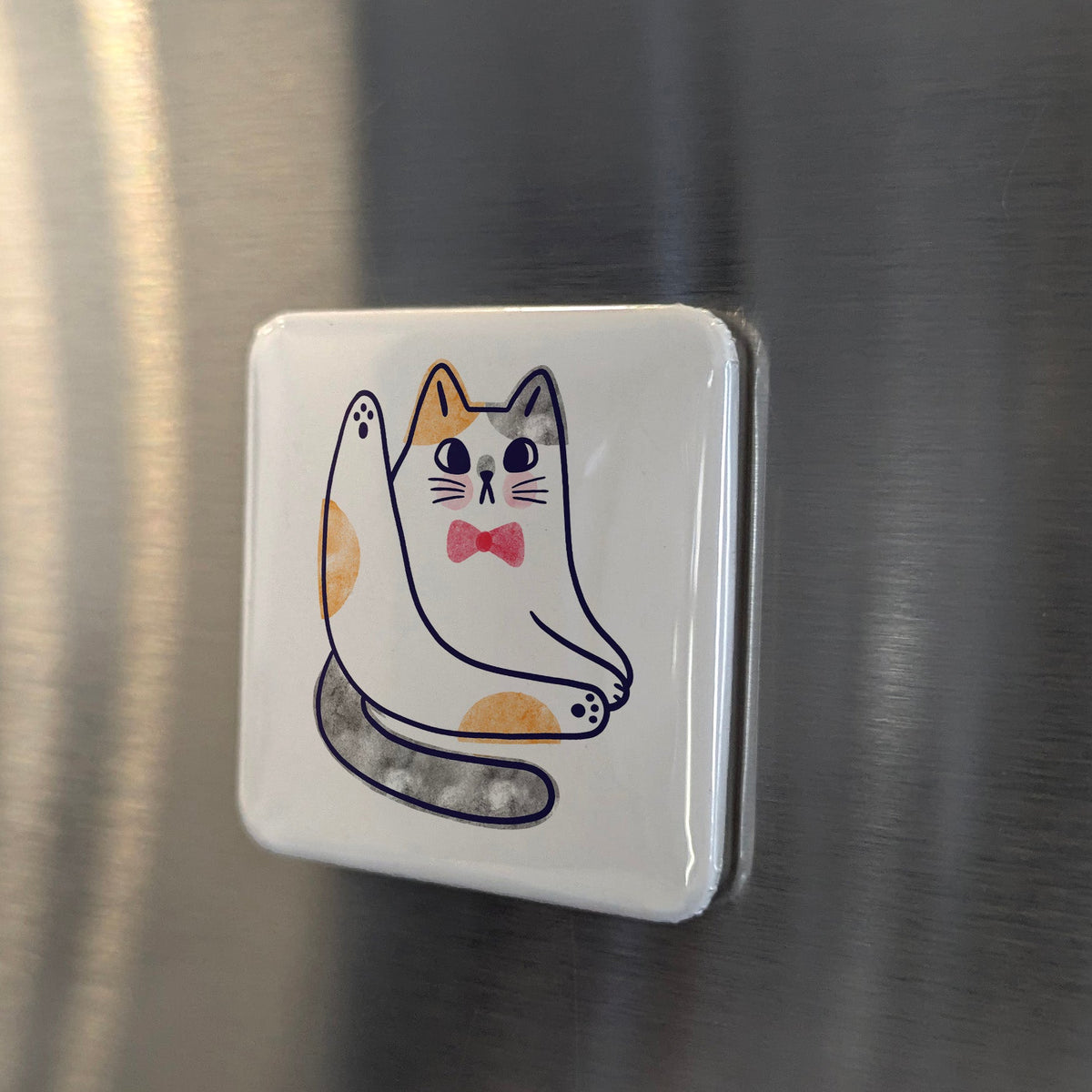Cartoon Cat Magnet | Bow Tie & Whiskers | 2×2 | Made in Canada - PhiloPerse