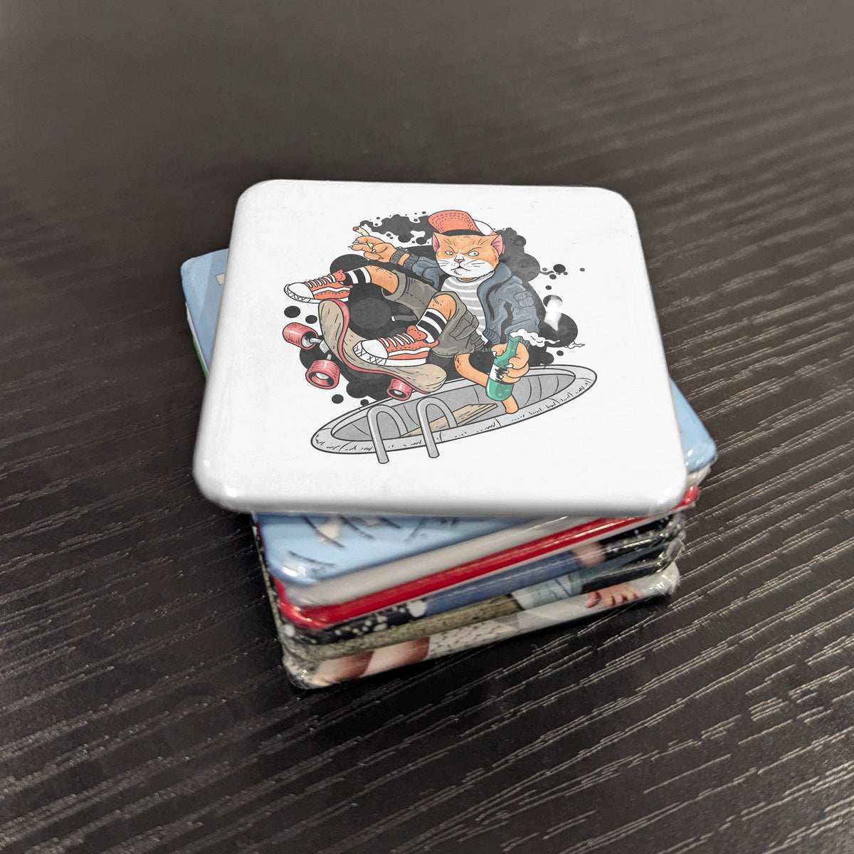 Skateboarding Cat Magnet | Paws on Wheels | 2×2 | Made in Canada - PhiloPerse