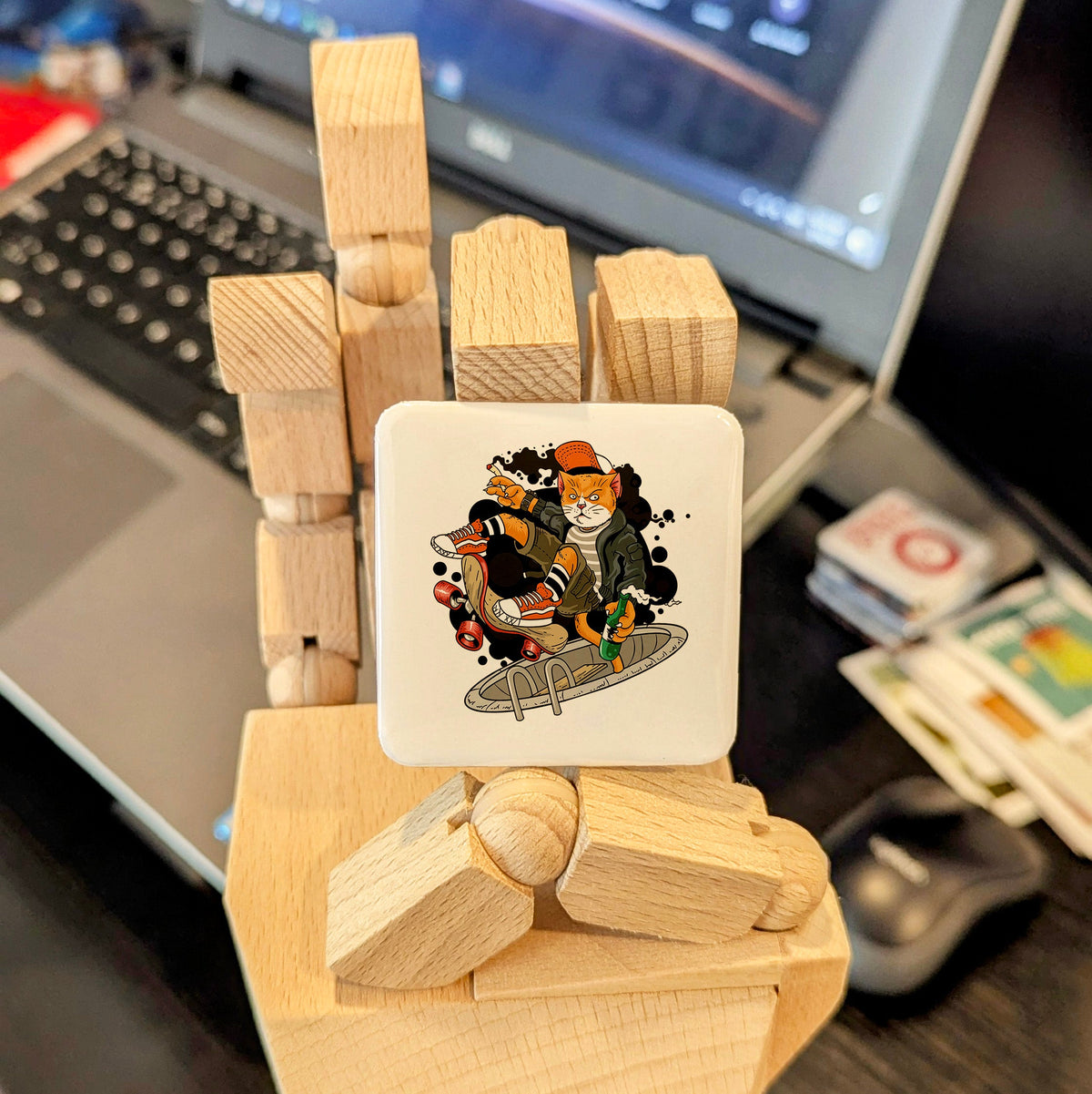 Skateboarding Cat Magnet | Paws on Wheels | 2×2 | Made in Canada - PhiloPerse