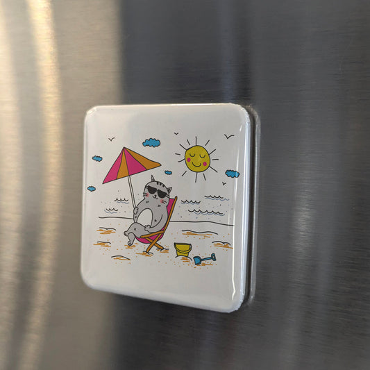 Beach Cat Magnet | Seaside Siesta | 2×2 | Made in Canada - PhiloPerse