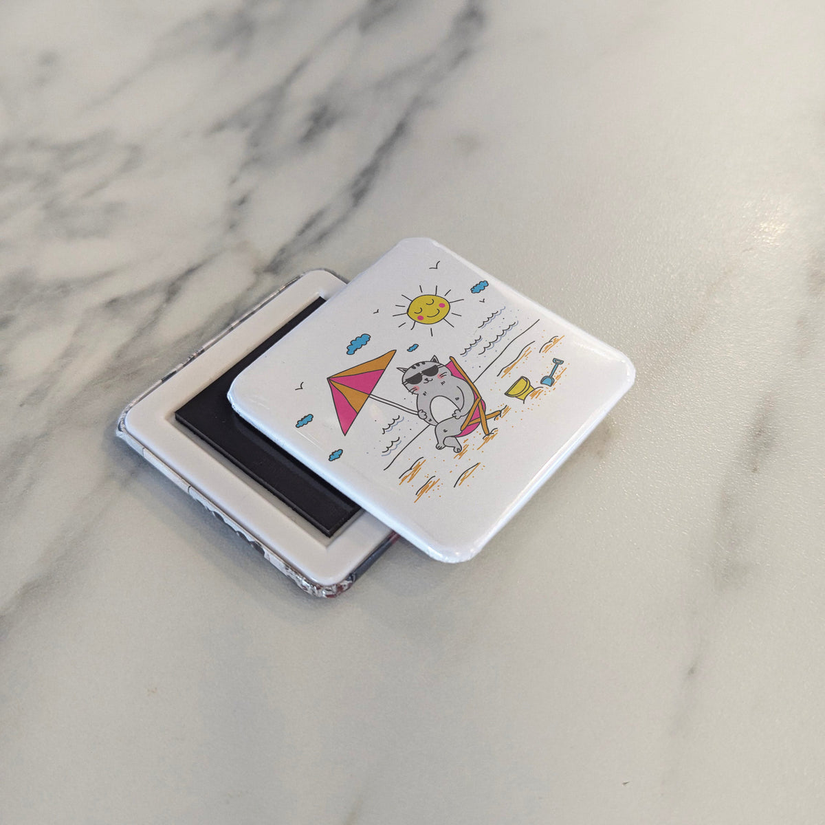 Beach Cat Magnet | Seaside Siesta | 2×2 | Made in Canada - PhiloPerse