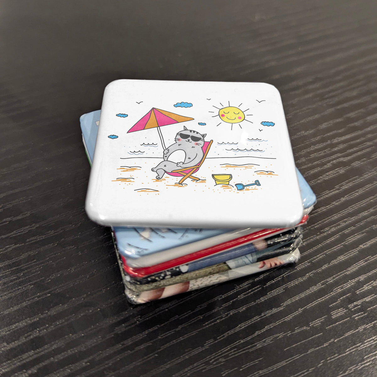 Beach Cat Magnet | Seaside Siesta | 2×2 | Made in Canada - PhiloPerse