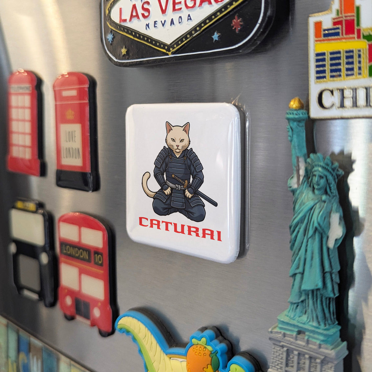 Caturai Samurai Cat Magnet | The Way of the Paw | 2×2 | Made in Canada - PhiloPerse