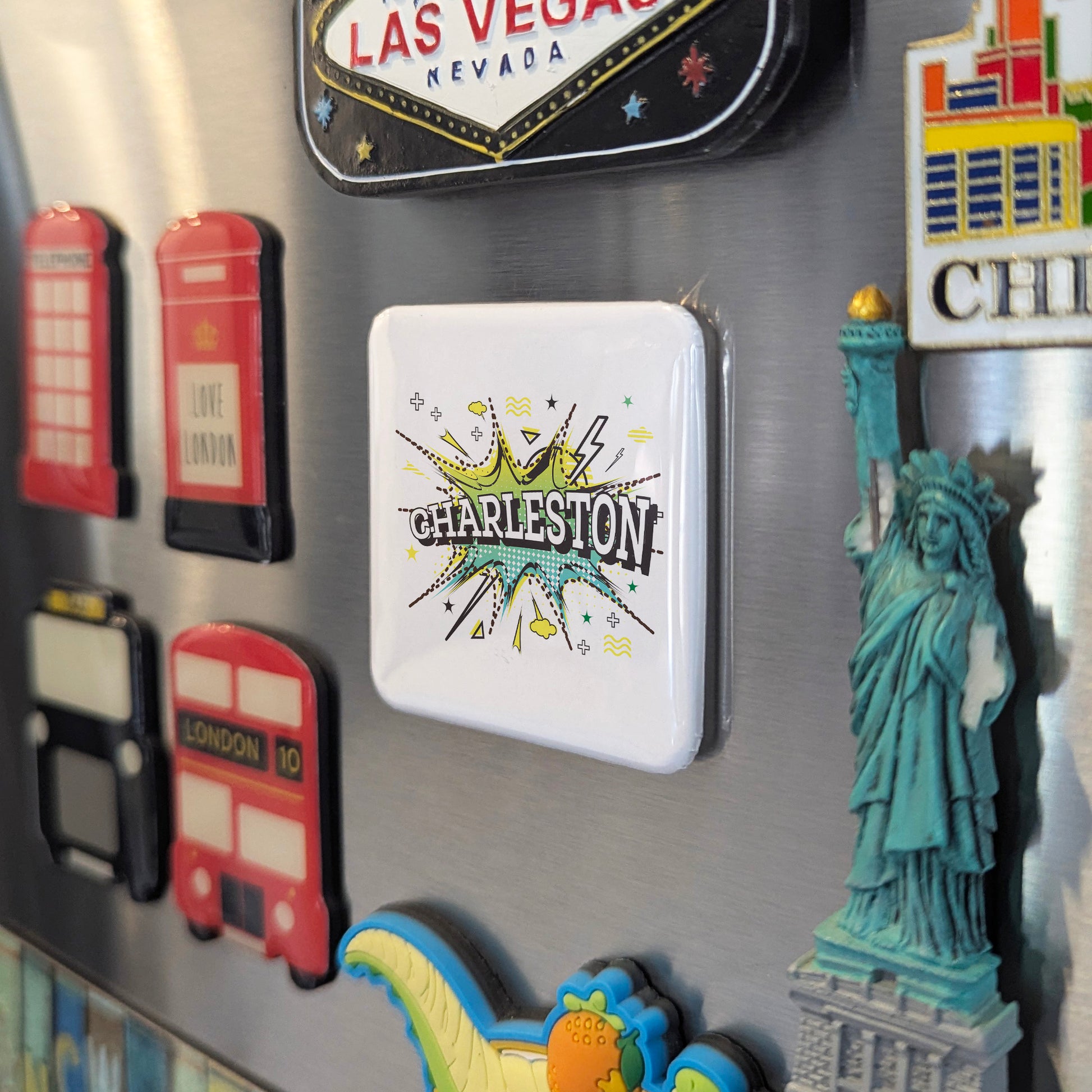 Charleston West Virginia Magnet | Pop Art Explosion | 2×2 | Made in Canada - PhiloPerse