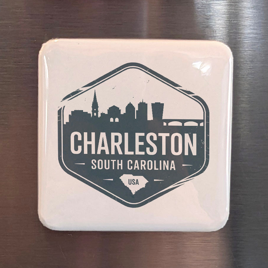 Charleston South Carolina Magnet | Skyline Badge | 2×2 | Made in Canada - PhiloPerse