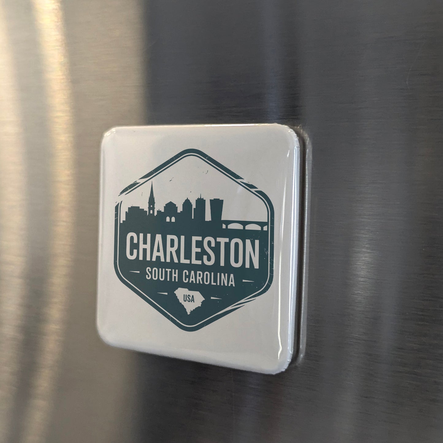 Charleston South Carolina Magnet | Skyline Badge | 2×2 | Made in Canada - PhiloPerse