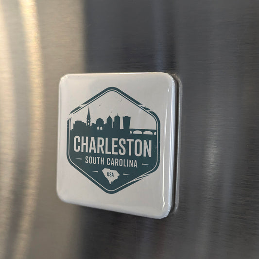 Charleston South Carolina Magnet | Skyline Badge | 2×2 | Made in Canada - PhiloPerse