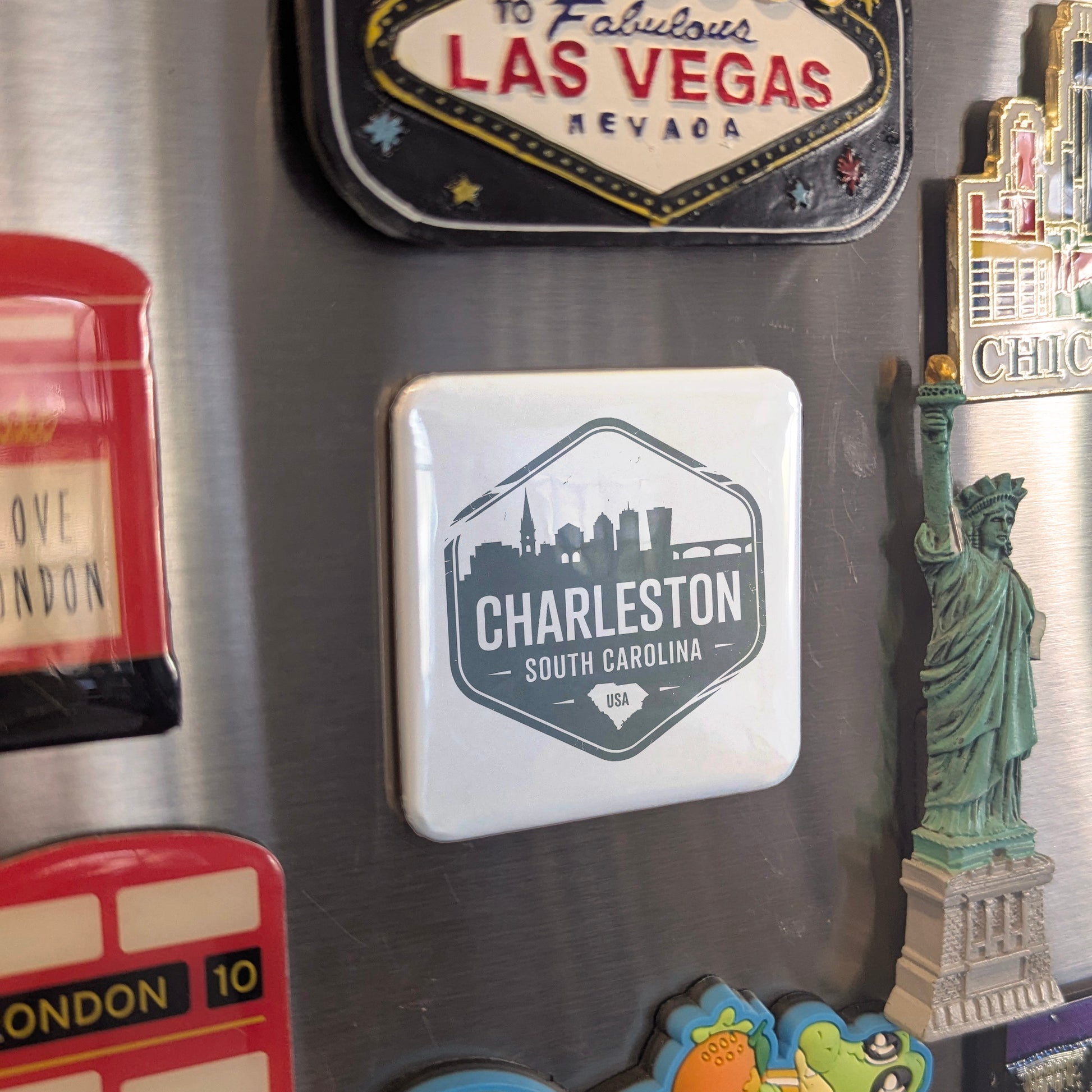Charleston South Carolina Magnet | Skyline Badge | 2×2 | Made in Canada - PhiloPerse