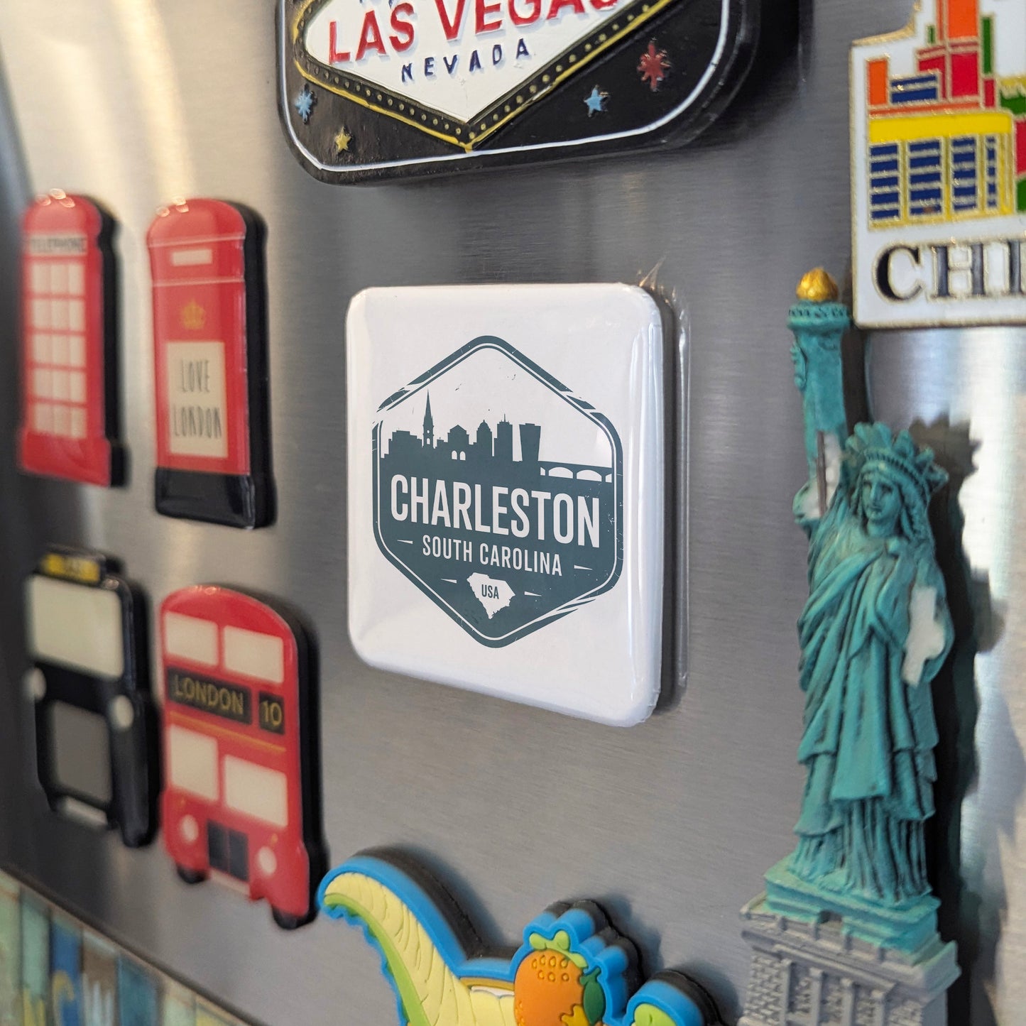 Charleston South Carolina Magnet | Skyline Badge | 2×2 | Made in Canada - PhiloPerse