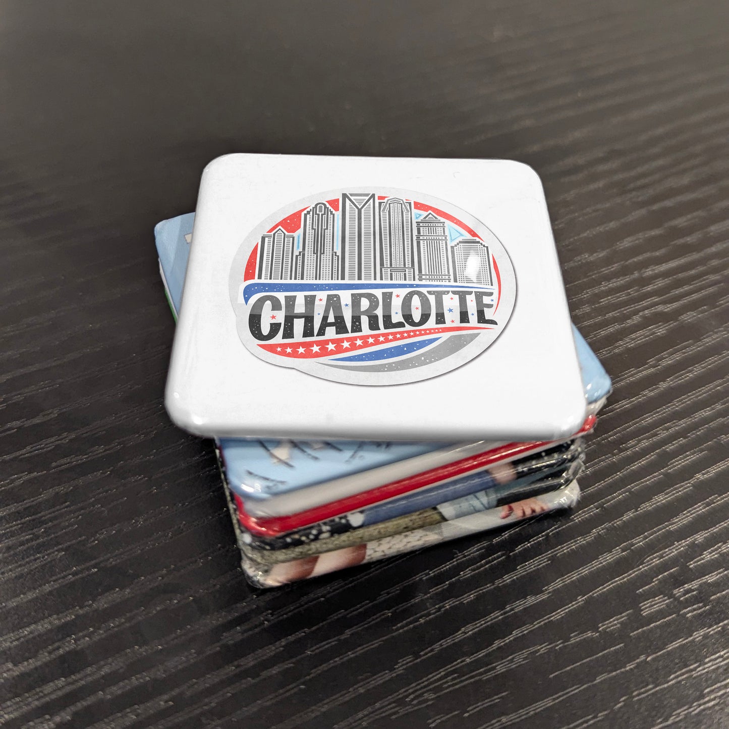 Charlotte North Carolina Magnet | Patriotic Skyline | 2×2 | Made in Canada - PhiloPerse