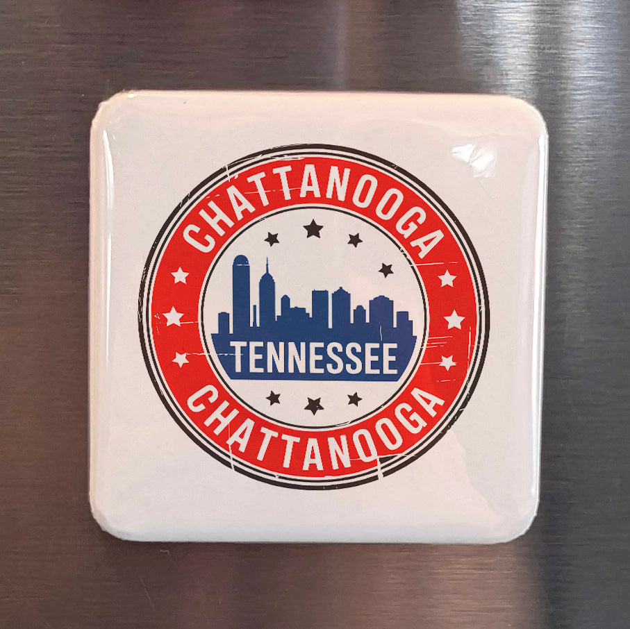 Chattanooga Tennessee Magnet | Patriotic Skyline Seal | 2×2 | Made in Canada - PhiloPerse