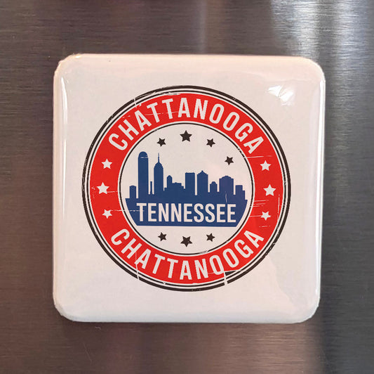 Chattanooga Tennessee Magnet | Patriotic Skyline Seal | 2x2 | Made in Canada - PhiloPerse