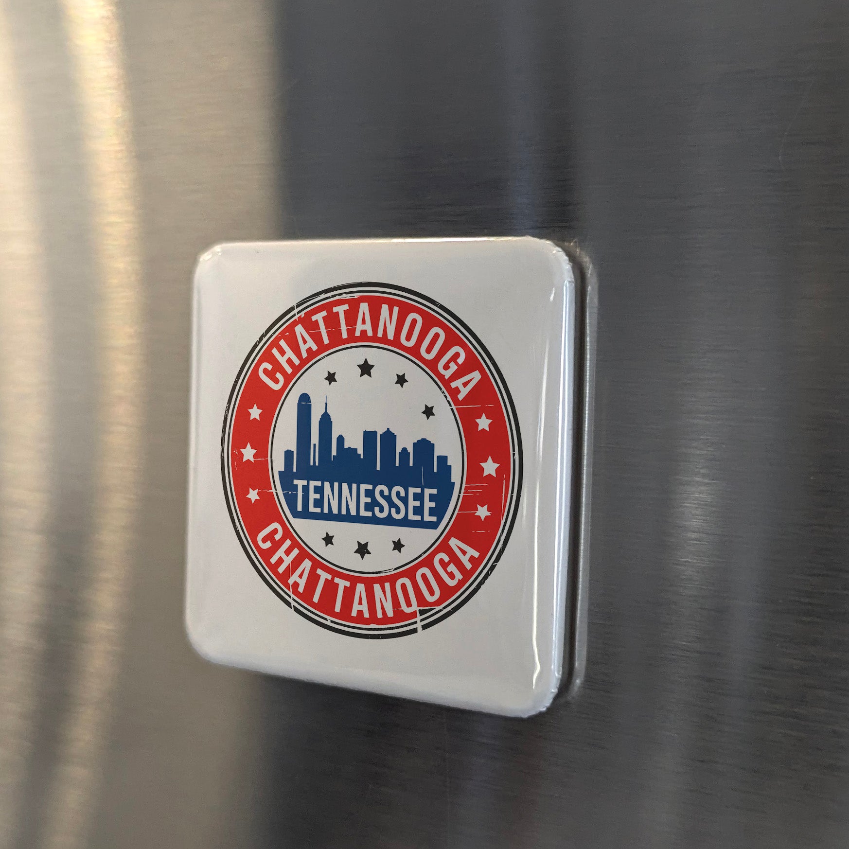 Chattanooga Tennessee Magnet | Patriotic Skyline Seal | 2×2 | Made in Canada - PhiloPerse