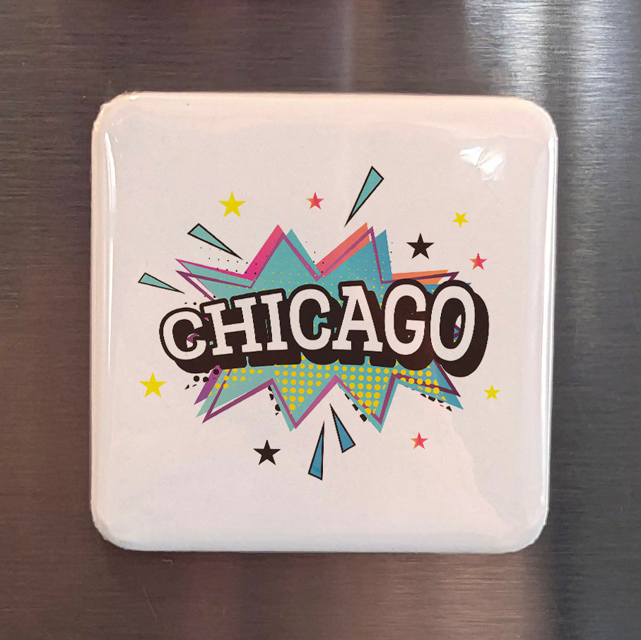 Chicago Illinois Magnet | Pop Art Explosion | 2×2 | Made in Canada - PhiloPerse