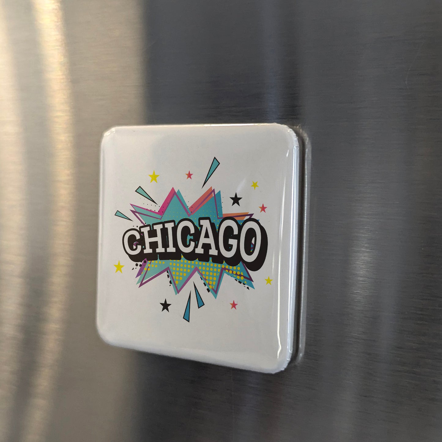 Chicago Illinois Magnet | Pop Art Explosion | 2×2 | Made in Canada - PhiloPerse