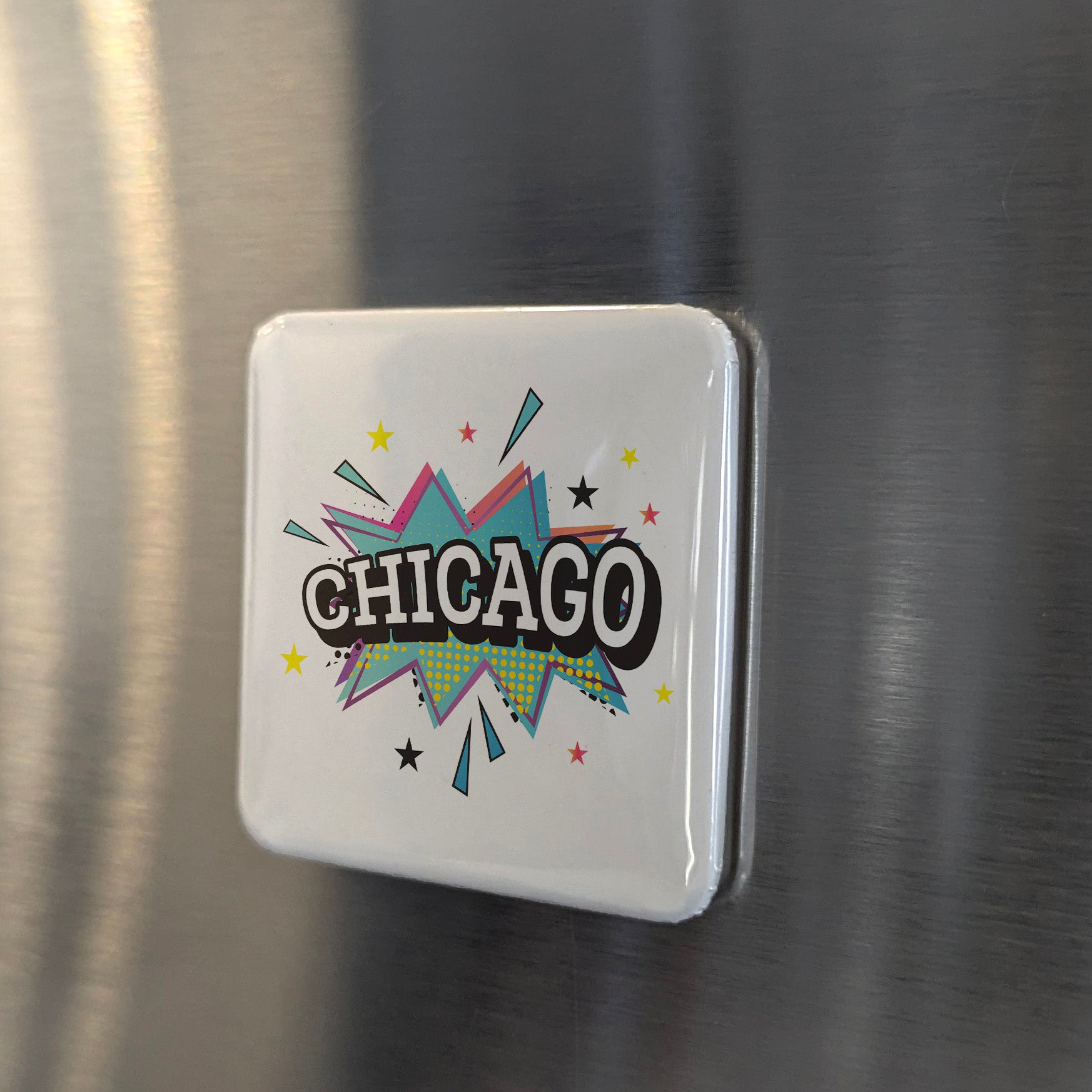 Chicago Illinois Magnet | Pop Art Explosion | 2×2 | Made in Canada - PhiloPerse