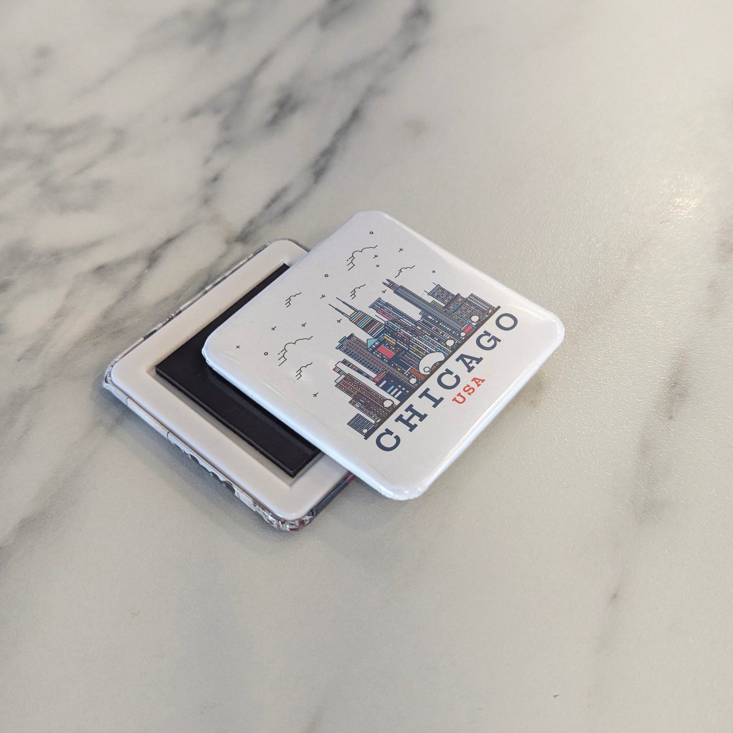 Chicago Illinois Magnet | City Skyline Illustration | 2×2 | Made in Canada - PhiloPerse