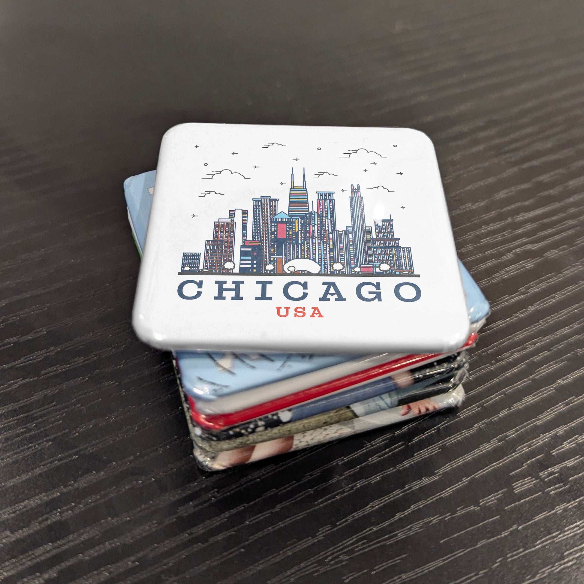 Chicago Illinois Magnet | City Skyline Illustration | 2×2 | Made in Canada - PhiloPerse