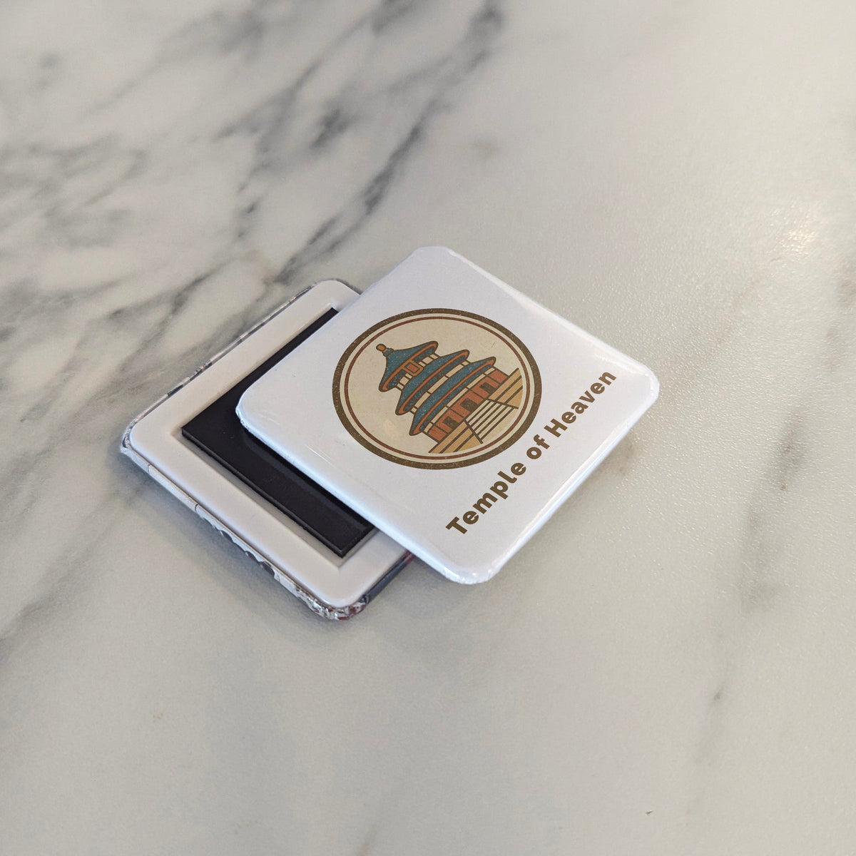 China Asia Magnet | Temple of Heaven Vintage Badge of Beijing | 2x2 | Made in Canada