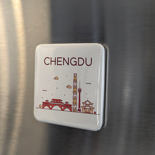 Imán Chengdu China Asia | Capital Panda de la Cuenca de Sichuan | 2x2 | Hecho en Canadá