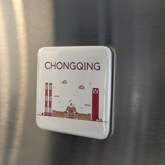 Chongqing China Asia Magnet | Ciudad Montañosa sobre el río Yangtze | 2x2 | Hecho en Canadá