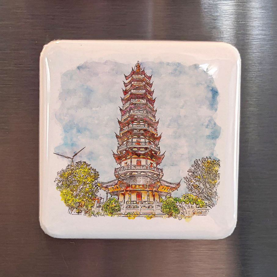 Shanghai China Asia Magnet | Pagoda City Where East Meets West | 2x2 | Made in Canada