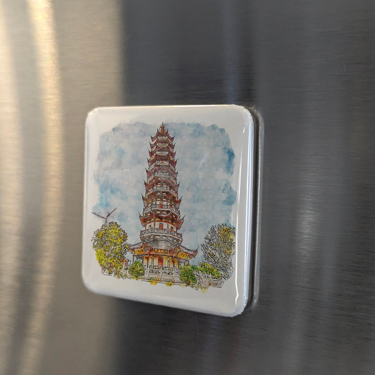 Shanghai China Asia Magnet | Pagoda City Where East Meets West | 2x2 | Made in Canada