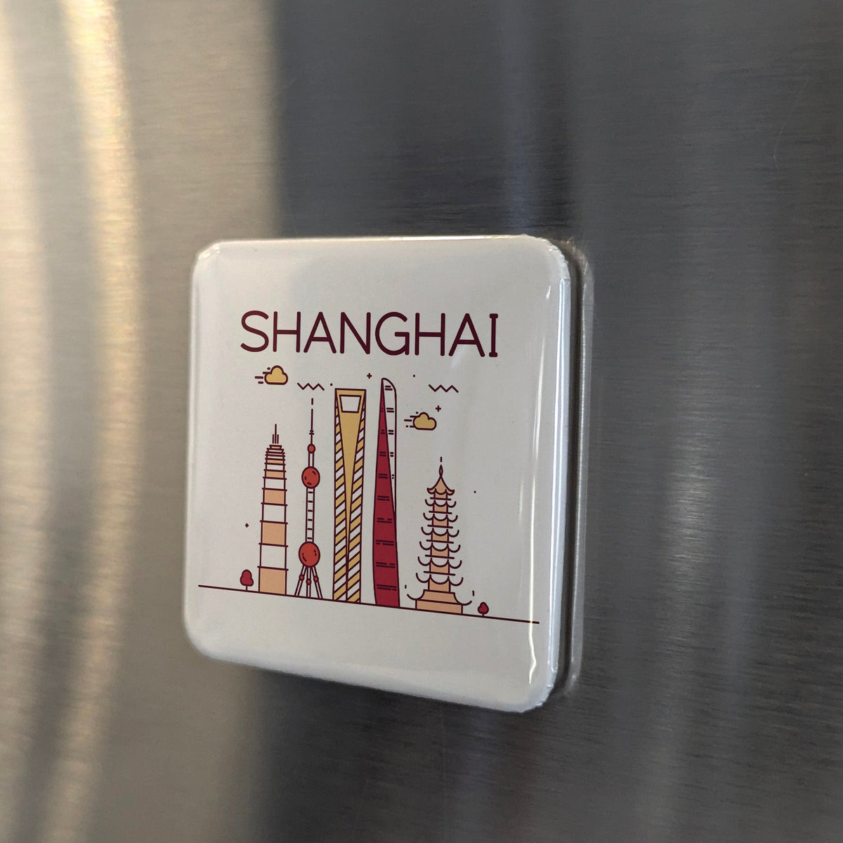Shanghai China Asia Magnet | Pearl of the Orient on the Huangpu River | 2x2 | Made in Canada
