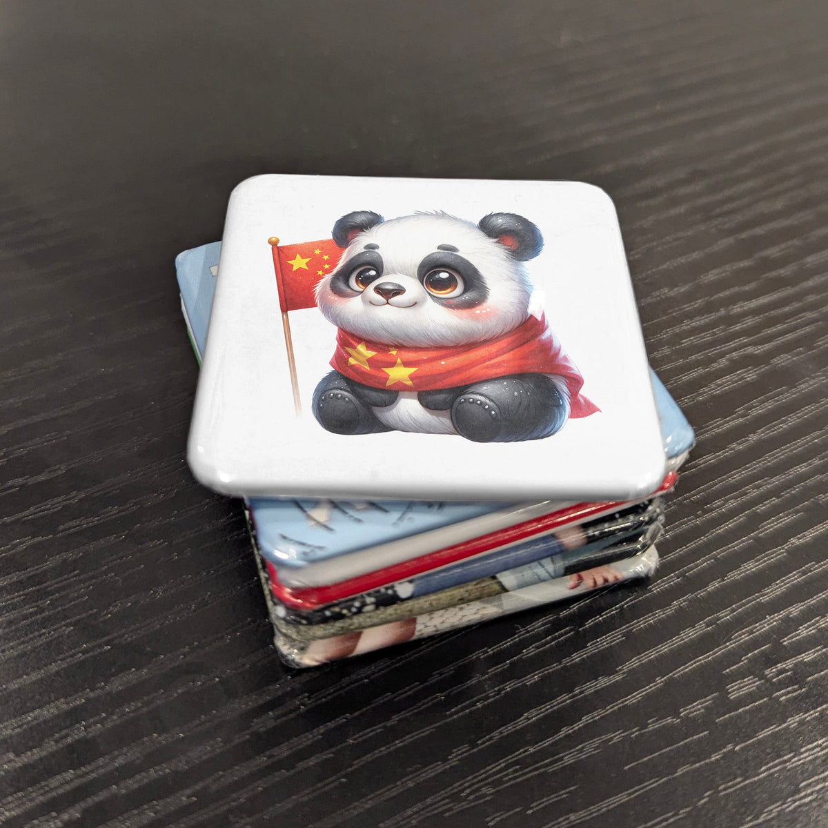 China Asia Magnet | Panda and the Five Star Red Flag | 2x2 | Made in Canada