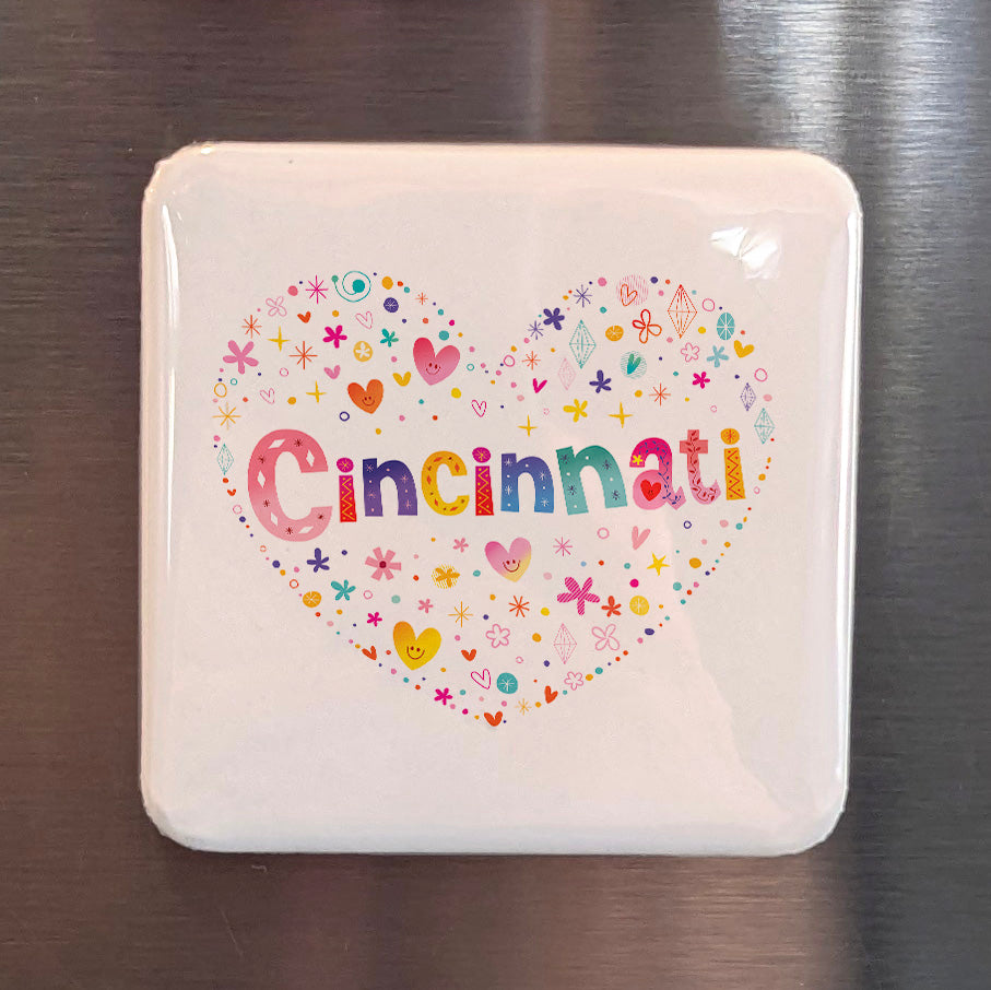 Cincinnati Ohio Magnet | Queen City Heart | 2×2 | Made in Canada - PhiloPerse
