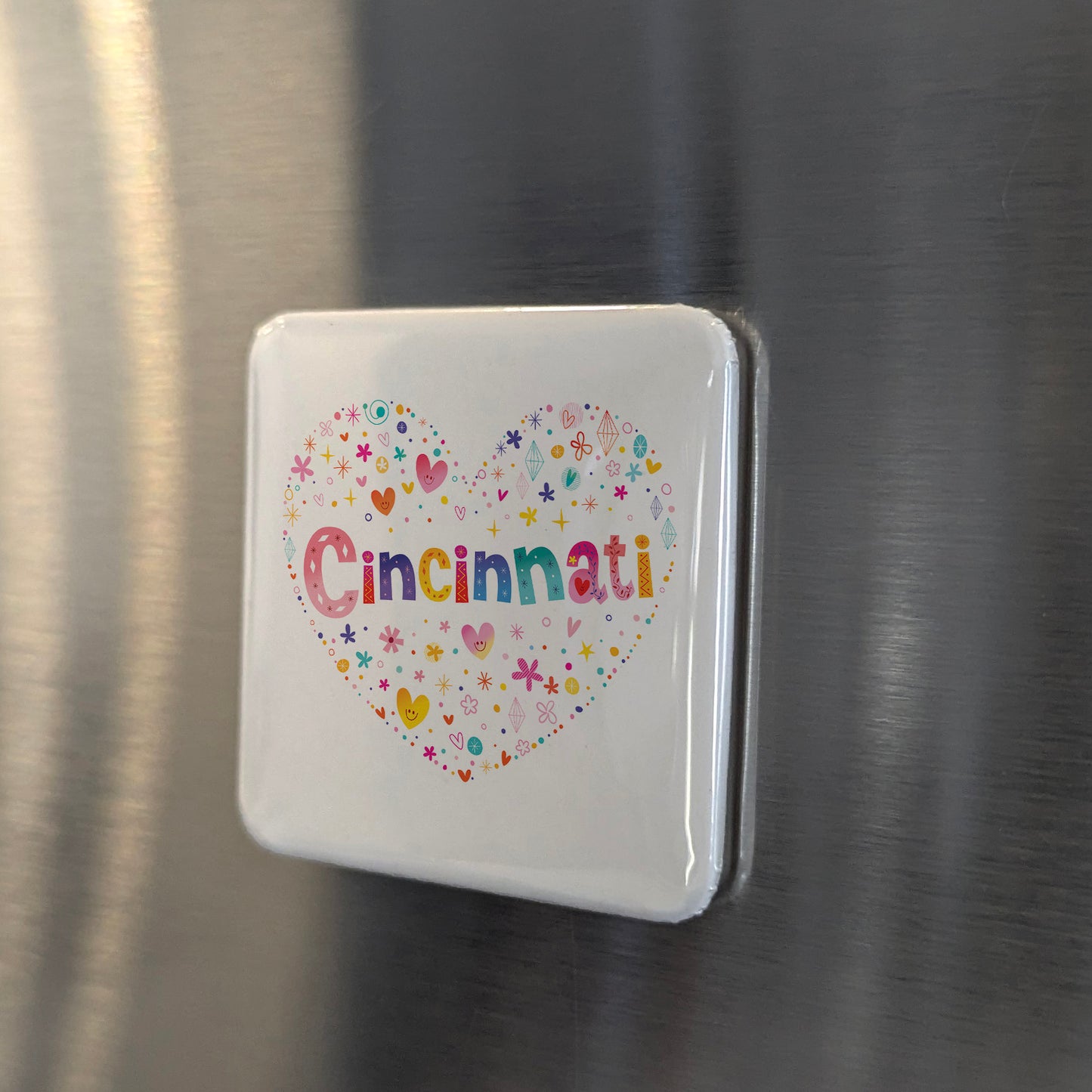 Cincinnati Ohio Magnet | Queen City Heart | 2×2 | Made in Canada - PhiloPerse