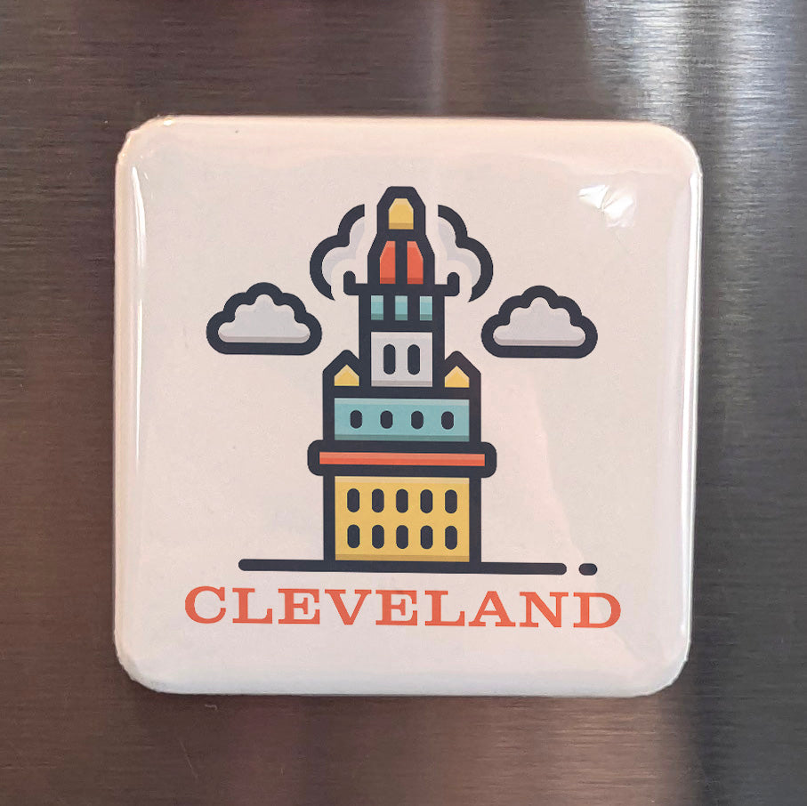 Cleveland Ohio Magnet | Terminal Tower Icon | 2×2 | Made in Canada - PhiloPerse