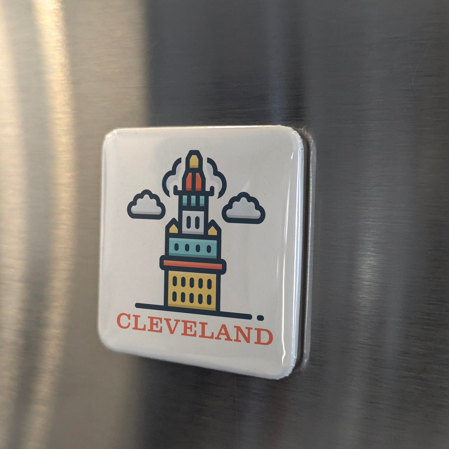 Cleveland Ohio Magnet | Terminal Tower Icon | 2×2 | Made in Canada - PhiloPerse