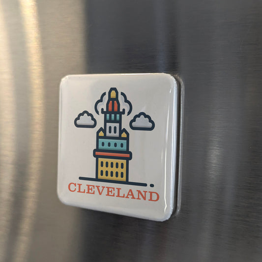 Cleveland Ohio Magnet | Terminal Tower Icon | 2x2 | Made in Canada - PhiloPerse