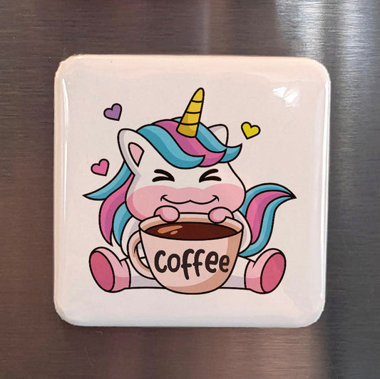 Coffee Unicorn Magnet | A Cup of Magic | 2×2 | Made in Canada - PhiloPerse