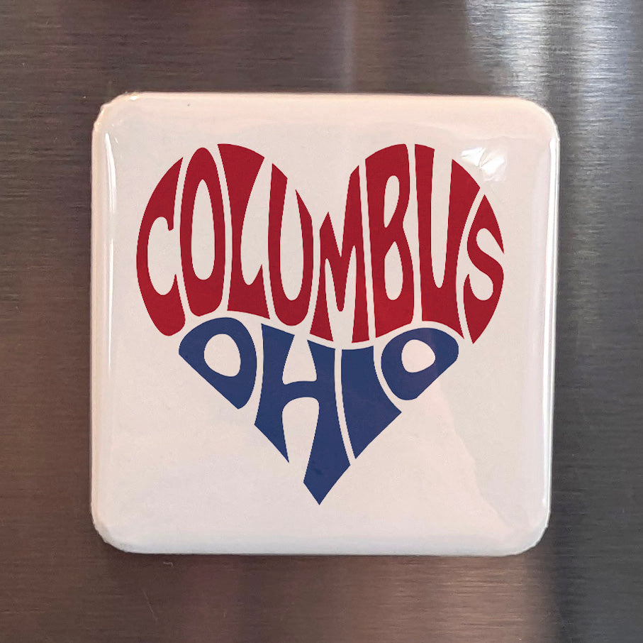 Columbus Ohio Magnet | Buckeye Heart | 2×2 | Made in Canada - PhiloPerse