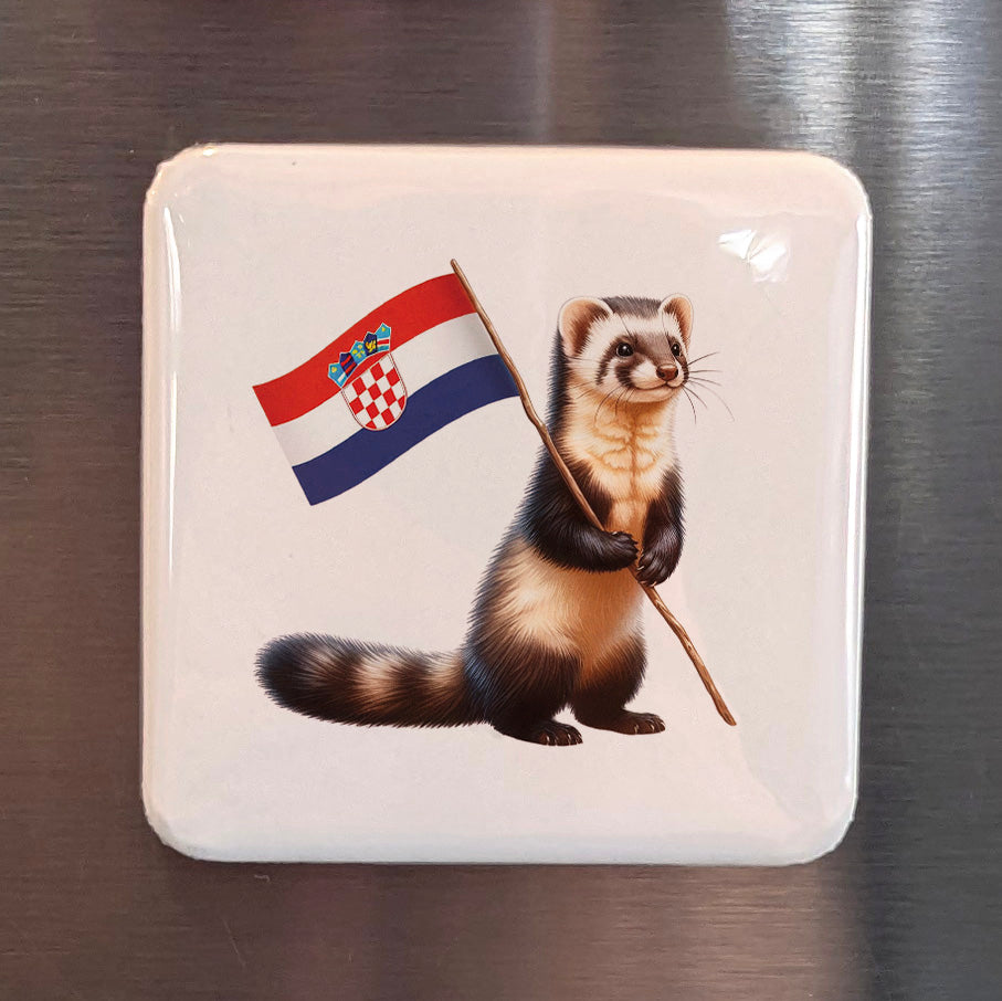 Croatia Magnet | European Pine Marten Kuna of the Adriatic Homeland | 2x2 | Made in Canada