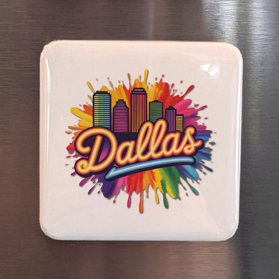 Dallas Texas Magnet | Colorful Skyline | 2×2 | Made in Canada - PhiloPerse