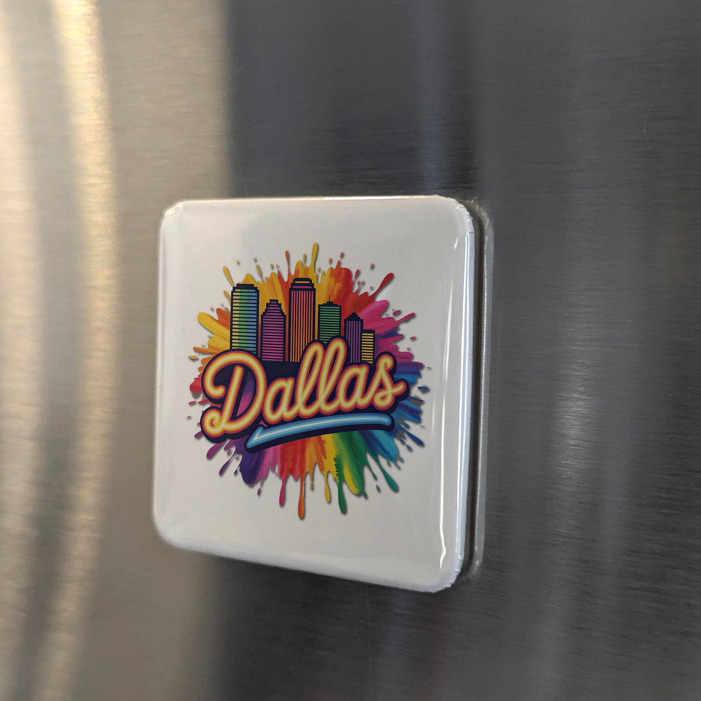 Dallas Texas Magnet | Colorful Skyline | 2×2 | Made in Canada - PhiloPerse