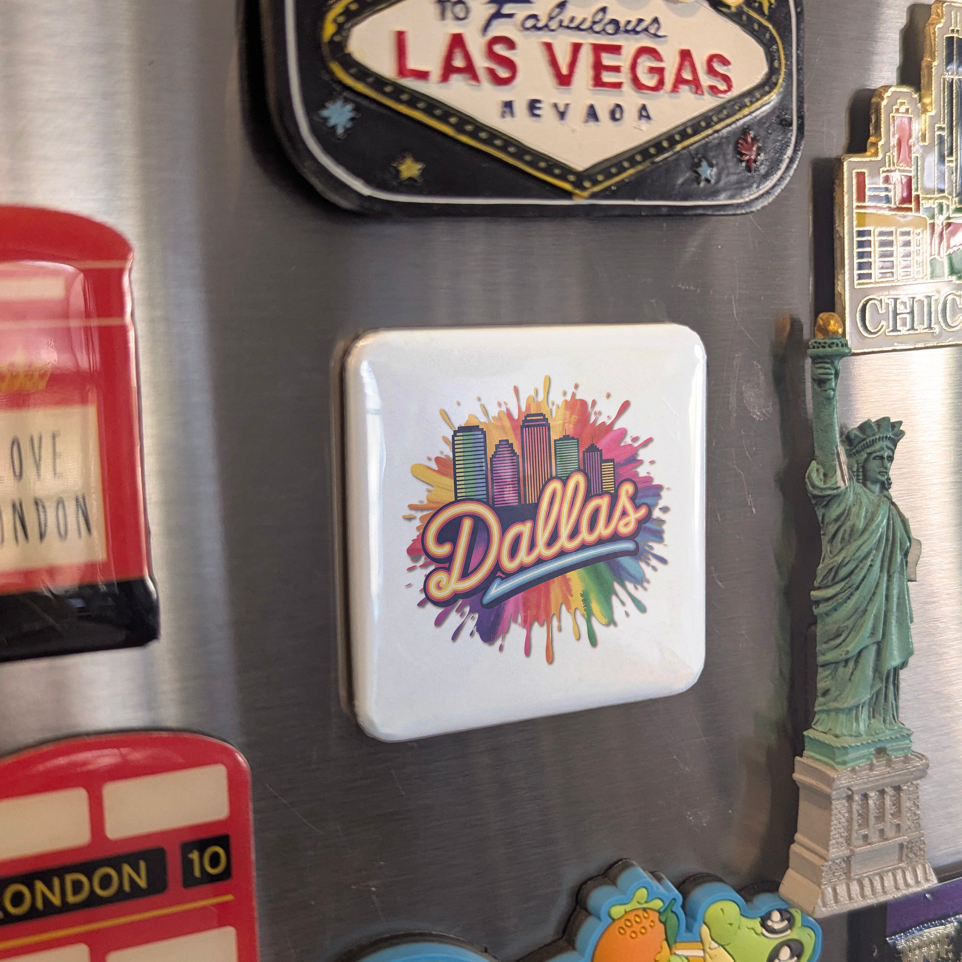 Dallas Texas Magnet | Colorful Skyline | 2×2 | Made in Canada - PhiloPerse