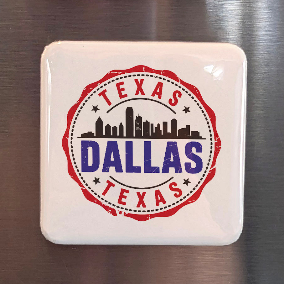 Dallas Texas Magnet | Texas Stamp | 2×2 | Made in Canada - PhiloPerse