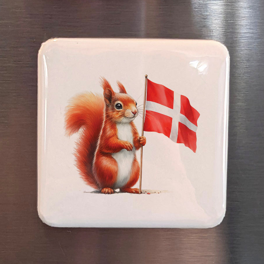 Denmark Magnet | Red Squirrel of the Danish Beech Forests and Heathlands | 2x2 | Made in Canada