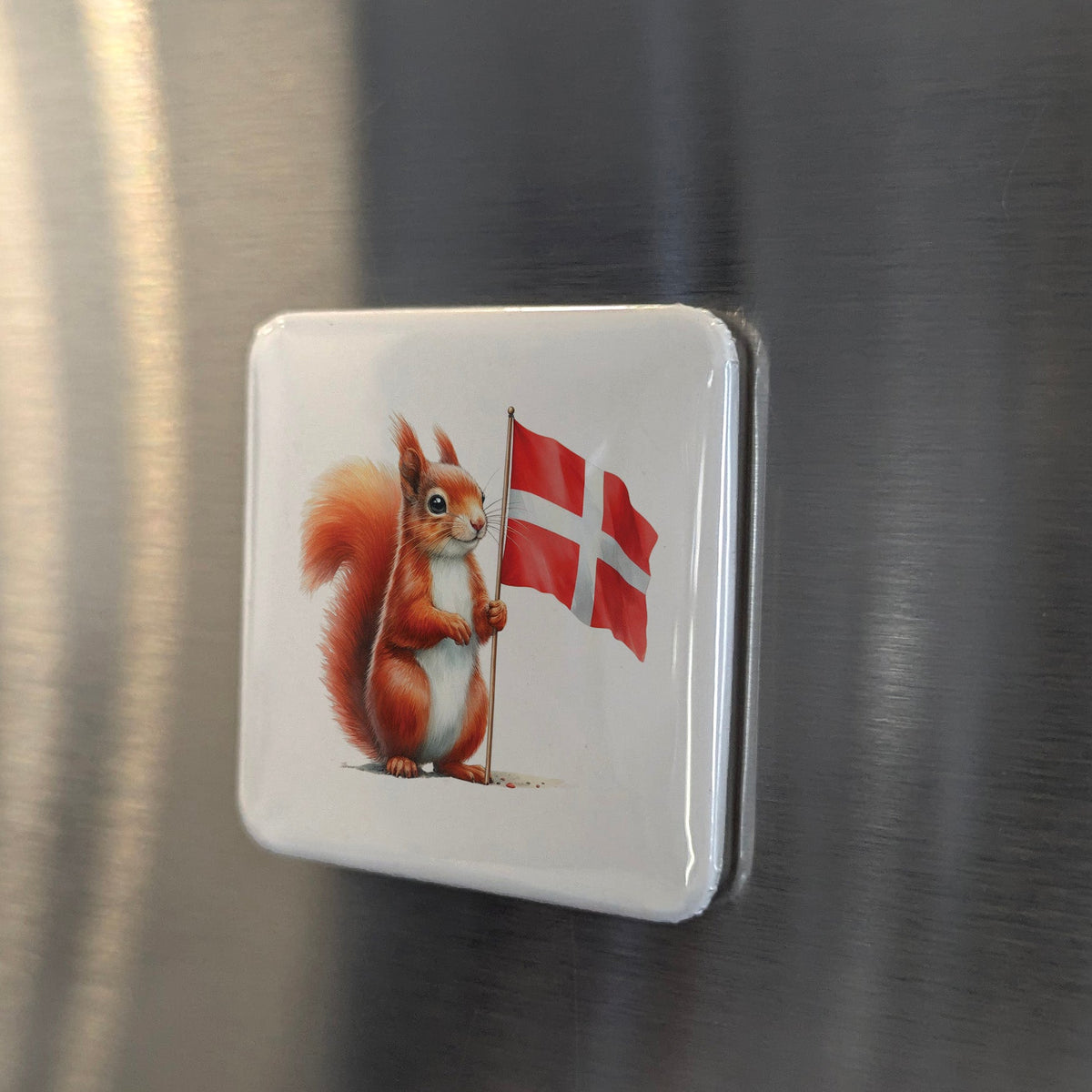 Denmark Magnet | Red Squirrel of the Danish Beech Forests and Heathlands | 2x2 | Made in Canada