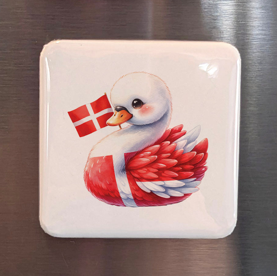 Denmark Magnet | Mute Swan of the Danish Lakes and Hans Christian Andersen's Fairy Tales | 2x2 | Made in Canada