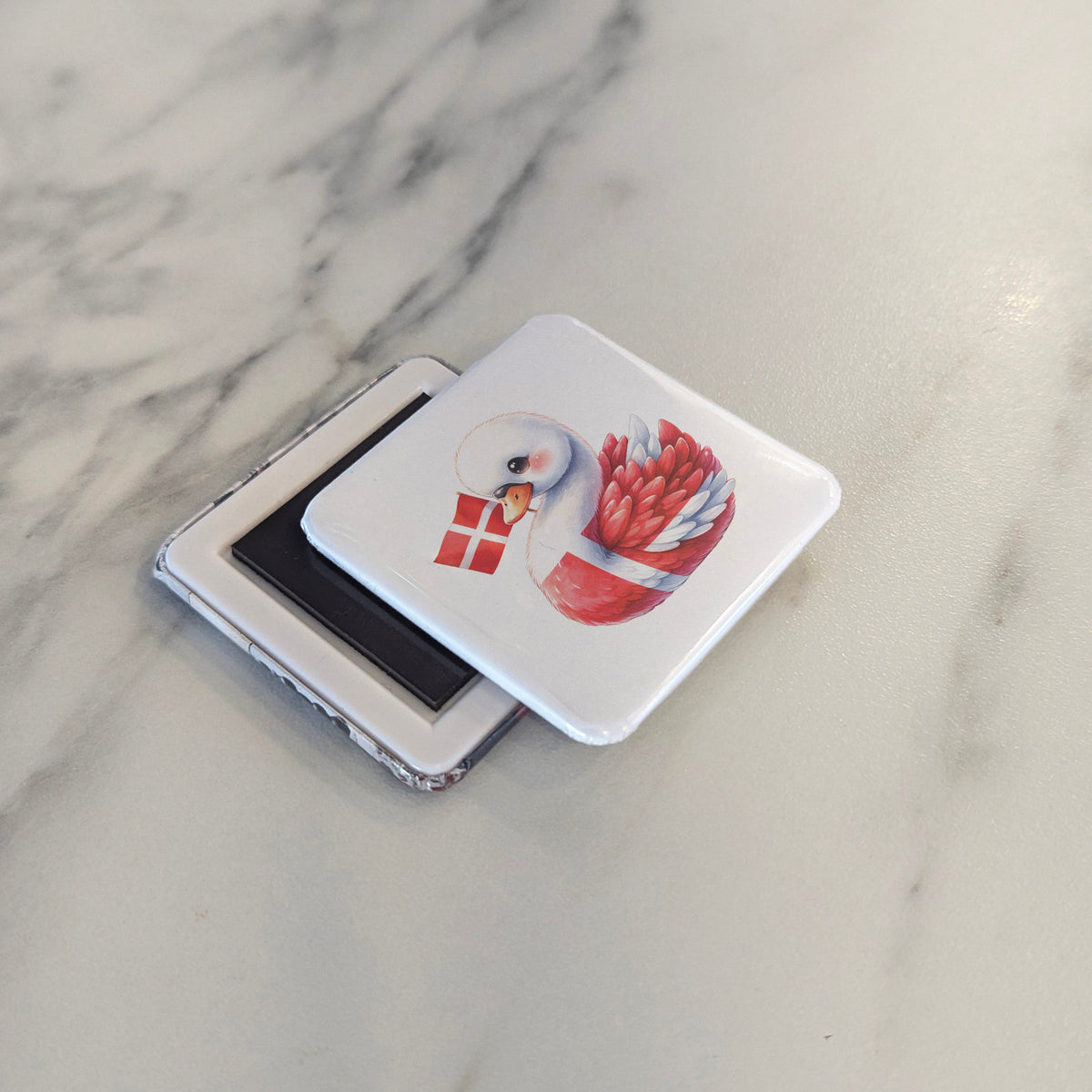 Denmark Magnet | Mute Swan of the Danish Lakes and Hans Christian Andersen's Fairy Tales | 2x2 | Made in Canada