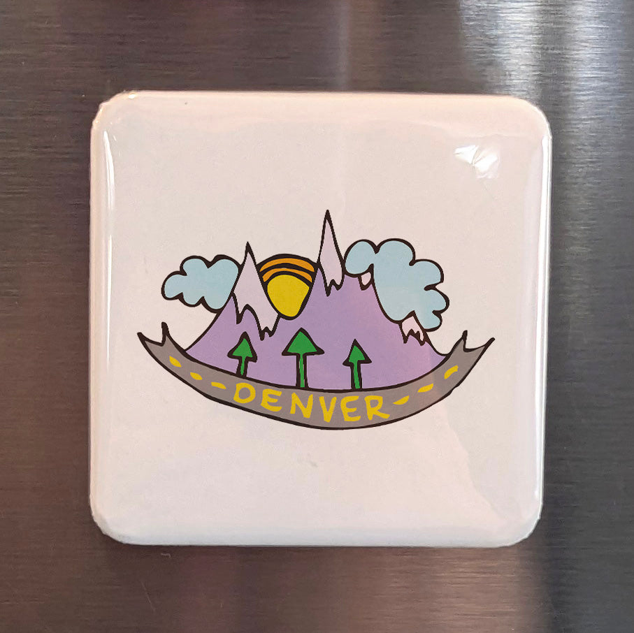 Denver Colorado Magnet | Mountain Road | 2×2 | Made in Canada - PhiloPerse