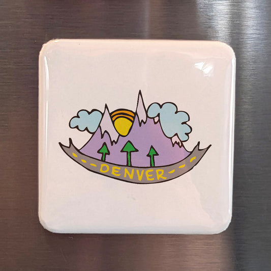 Denver Colorado Magnet | Mountain Road | 2x2 | Made in Canada - PhiloPerse