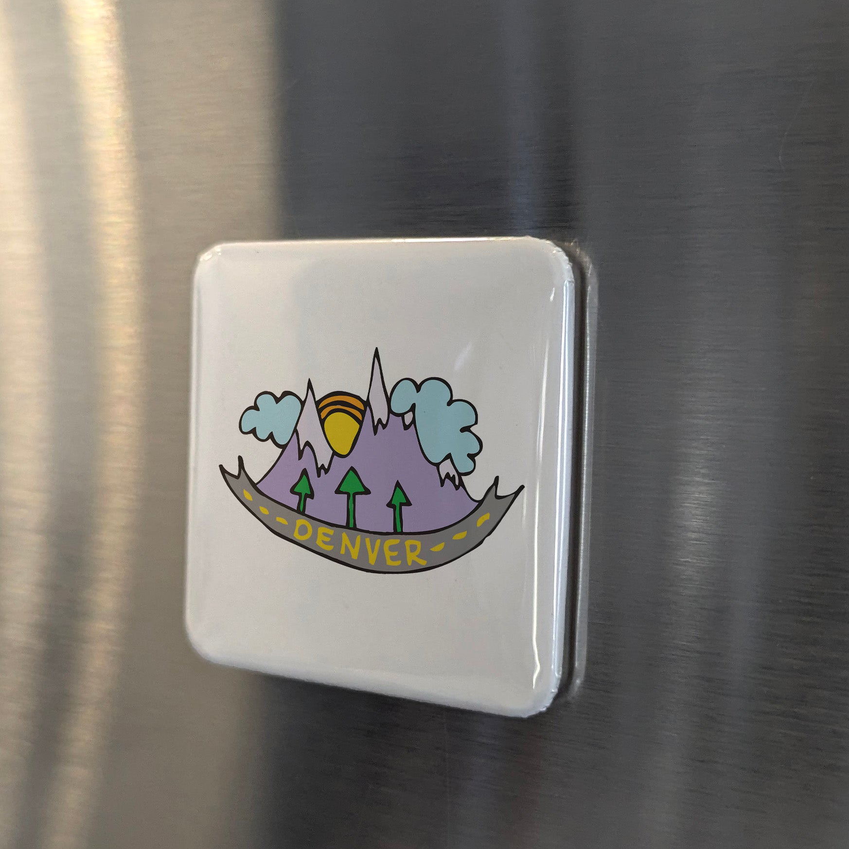Denver Colorado Magnet | Mountain Road | 2×2 | Made in Canada - PhiloPerse